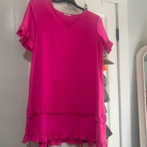 Women's Pink Ruffle Hem Top